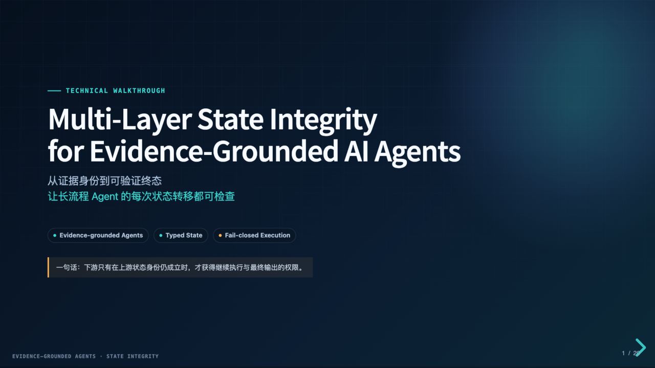 Multi-Layer State Integrity for Evidence-Grounded AI Agents